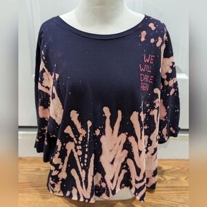 Hand crafted artisan made bleach dyed and hand painted oversized NOVA crop top.